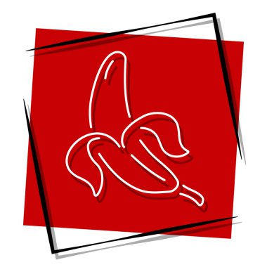 Bir çerçevede muz kırmızısı pankart. Vektör illüstrasyonu.