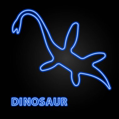 Dinozor neon ışığı, modern parlayan pankart tasarımı.