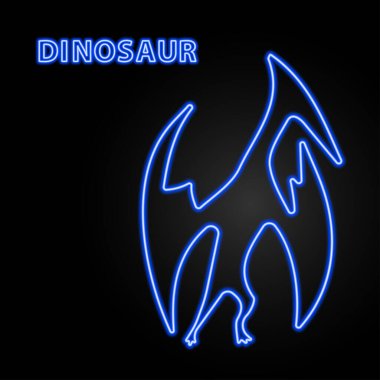 pterodactyl neon işareti, modern parlayan pankart tasarımı.