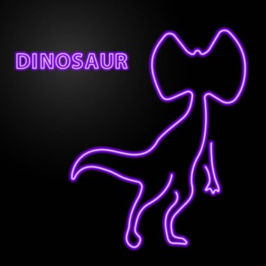 Dinozor neon ışığı, modern parlayan pankart tasarımı.
