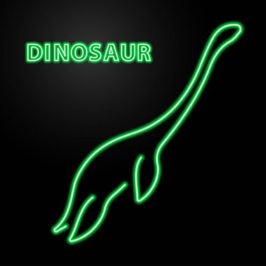 Dinozor neon ışığı, modern parlayan pankart tasarımı.