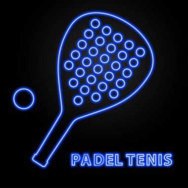 Padel tenis neon işareti, modern parlayan pankart tasarımı, renkli hareket