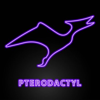 pterodactyl neon işareti, modern parlayan pankart tasarımı.