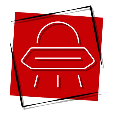 Çerçevede UFO kırmızı afişi var. Vektör illüstrasyonu.