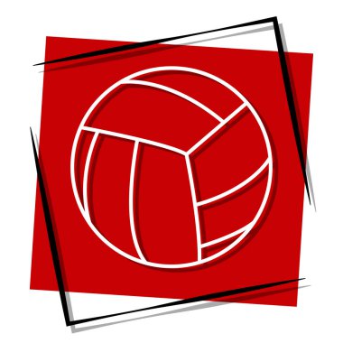 Çerçevede voleybol kırmızı afişi var. Vektör illüstrasyonu.