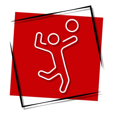 Çerçevede voleybol kırmızı afişi var. Vektör illüstrasyonu.