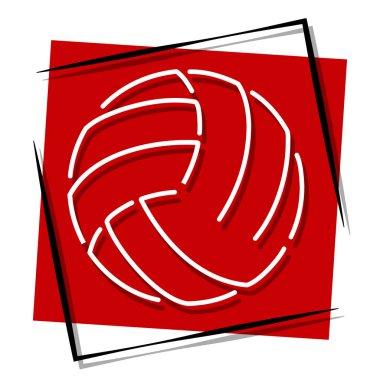 Çerçevede voleybol kırmızı afişi var. Vektör illüstrasyonu.