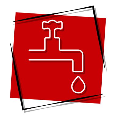 Su musluğu kırmızı afişi çerçevede. Vektör illüstrasyonu.