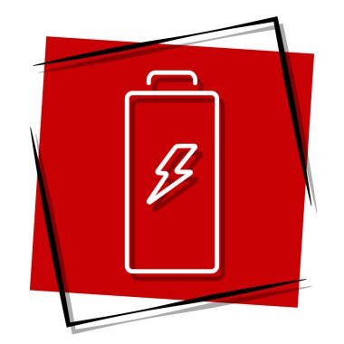 Çerçevede kırmızı pil var. Vektör illüstrasyonu.