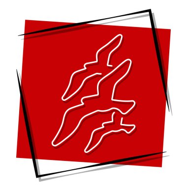 Kuşların kırmızı bayrağı çerçevede. Vektör illüstrasyonu.