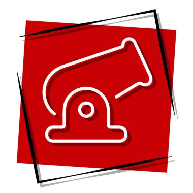 Çerçevede kırmızı top pankartı var. Vektör illüstrasyonu.