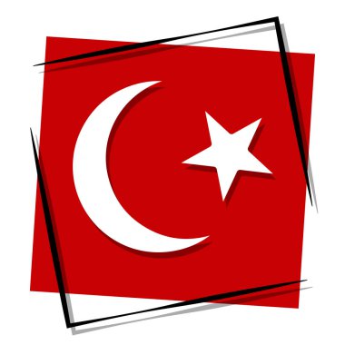 Hilal yıldızı kırmızı pankart çerçevede. Vektör illüstrasyonu.
