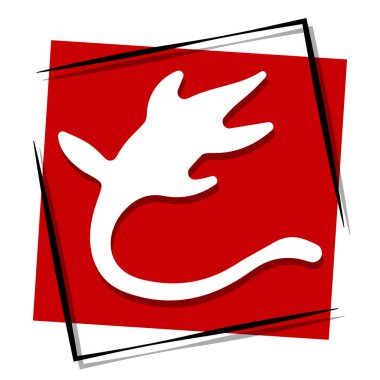 Dinozor kırmızı pankartı çerçevede. Vektör illüstrasyonu.