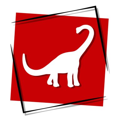 Dinozor kırmızı pankartı çerçevede. Vektör illüstrasyonu.