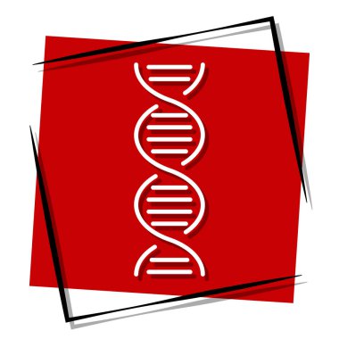 Çerçevede kırmızı DNA pankartı var. Vektör illüstrasyonu.