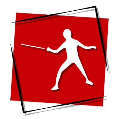 Çerçevede eskrim kırmızı afişi. Vektör illüstrasyonu.