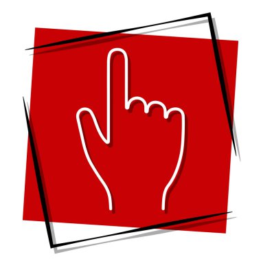 Parmak imleci kırmızı pankart çerçevede. Vektör illüstrasyonu.