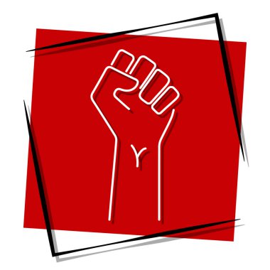 Yumruk özgürlüğü kırmızı bayrağı çerçevede. Vektör illüstrasyonu.