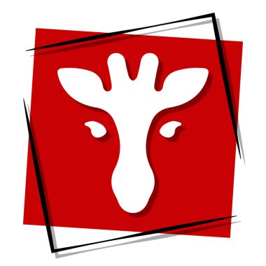 Zürafa kırmızı afişi çerçevede. Vektör illüstrasyonu.