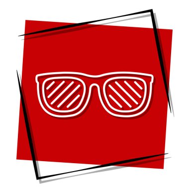 Gözlüklü kırmızı pankart çerçevede. Vektör illüstrasyonu.