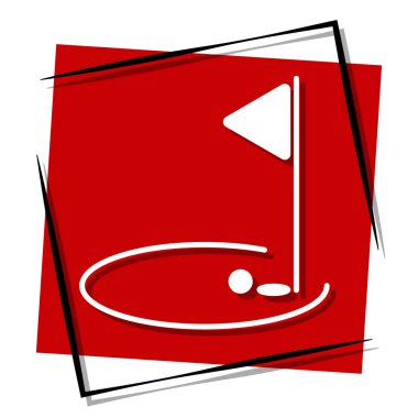 Çerçevede kırmızı golf flaması var. Vektör illüstrasyonu.