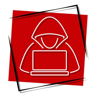 Beyaz arkaplanda izole edilmiş hacker simgesi, vektör illüstrasyonu.