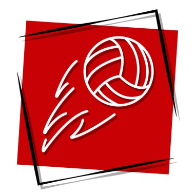 Çerçevede voleybol kırmızı afişi var. Vektör illüstrasyonu.