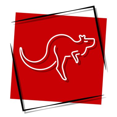 Kanguru kırmızı bayrağı çerçevede. Vektör illüstrasyonu.