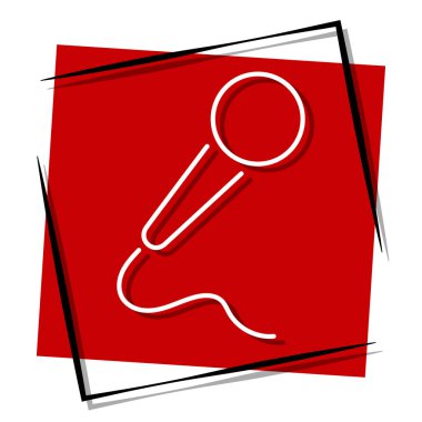 Mikrofon kırmızı afişi çerçevede. Vektör illüstrasyonu.