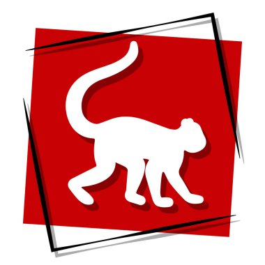 Maymun kırmızısı pankart çerçevede. Vektör illüstrasyonu.