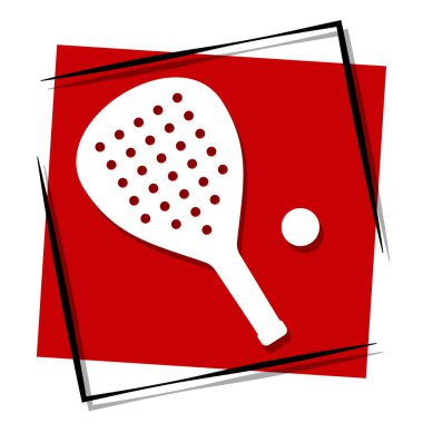 Padel tenis kırmızısı pankart çerçevede. Vektör illüstrasyonu.