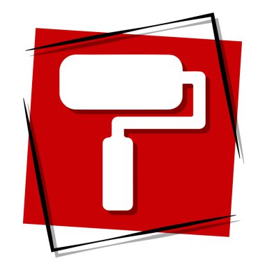 Duvardaki kırmızı pankart çerçevede. Vektör illüstrasyonu.