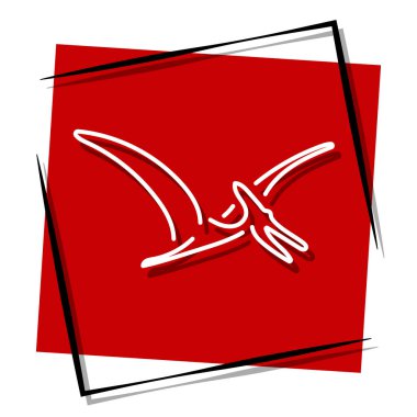 Çerçevede pterodactyl kırmızı pankart var. Vektör illüstrasyonu.