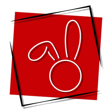 Tavşan kırmızısı pankart çerçevede. Vektör illüstrasyonu.