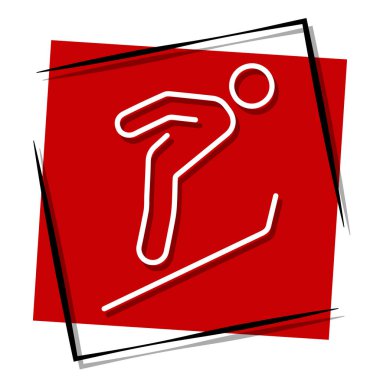 Kayakçı kırmızı bayrak çerçevede. Vektör illüstrasyonu.