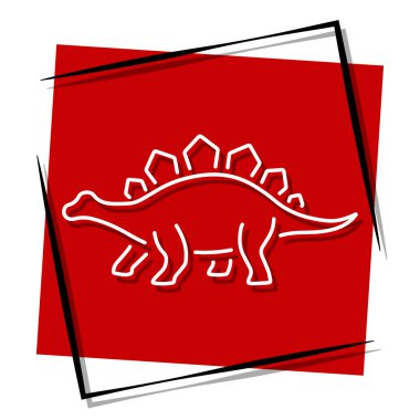 Stegosaurus kırmızı bayrağı çerçevede. Vektör illüstrasyonu.