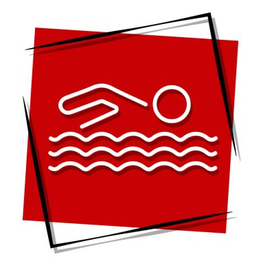 Yüzen kırmızı pankart çerçevede. Vektör illüstrasyonu.