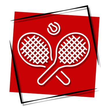 Çerçevede tenis kırmızısı pankart. Vektör illüstrasyonu.