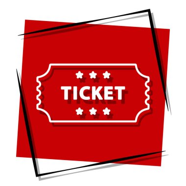 Kırmızı bilet pankartı çerçevede. Vektör illüstrasyonu.