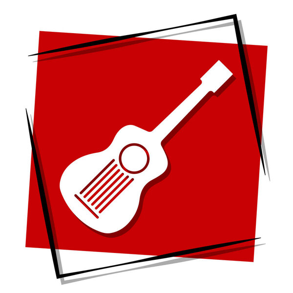 Banner Rojo Guitarra Marco Ilustración Vectorial — Vector de stock