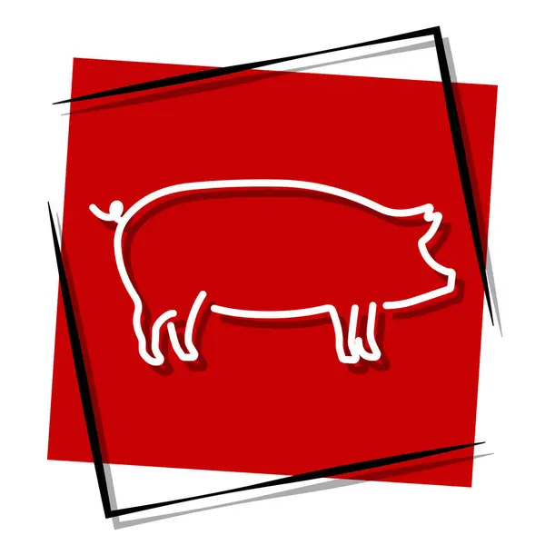 Domuz kırmızısı pankart çerçevede. Vektör illüstrasyonu.