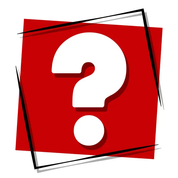 Soru işareti kırmızı pankart çerçevede. Vektör illüstrasyonu.