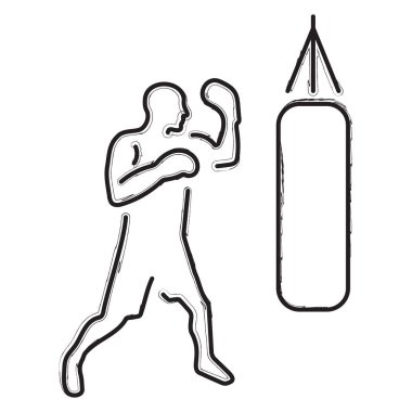 Beyaz arka planda boks fırçası darbeleri. Vektör illüstrasyonu.