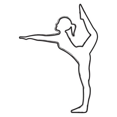 Beyaz arka planda jimnastik fırçası darbeleri. Vektör illüstrasyonu.