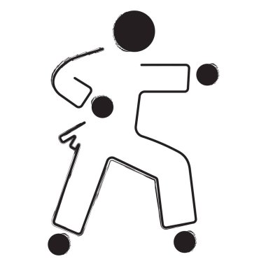 Beyaz arka planda karate fırçası darbeleri. Vektör illüstrasyonu.