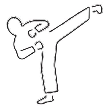 Beyaz arka planda karate fırçası darbeleri. Vektör illüstrasyonu.