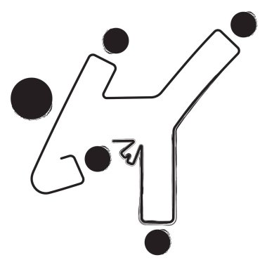 Beyaz arka planda karate fırçası darbeleri. Vektör illüstrasyonu.