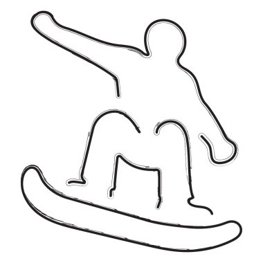 Beyaz arka planda kar kaykayı fırçası darbeleri. Vektör illüstrasyonu.