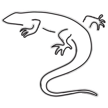 Beyaz arka planda kertenkele fırça darbeleri. Vektör illüstrasyonu.