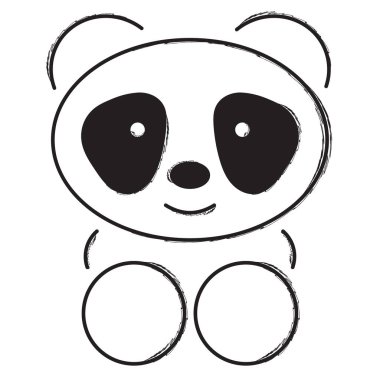 Beyaz arka planda panda fırça darbeleri. Vektör illüstrasyonu.